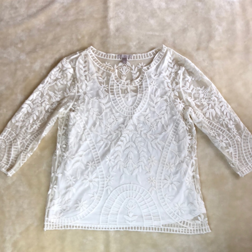 Roz & Ali Floral Appliqué Shirt